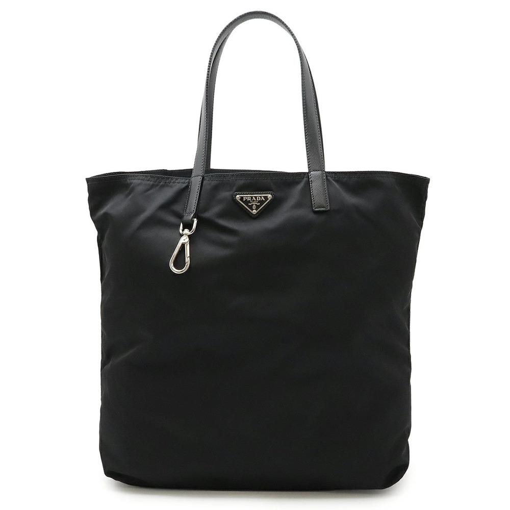 Prada Triangle Tote Tessuto Saffiano Bag Shoulder Black Nero Black